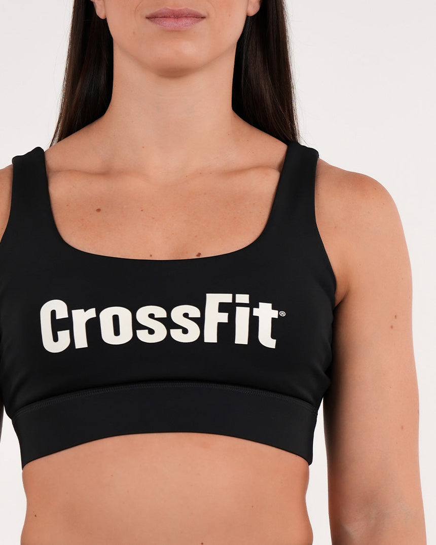 Women's CrossFit® Wide stripes Sports Bra - Black