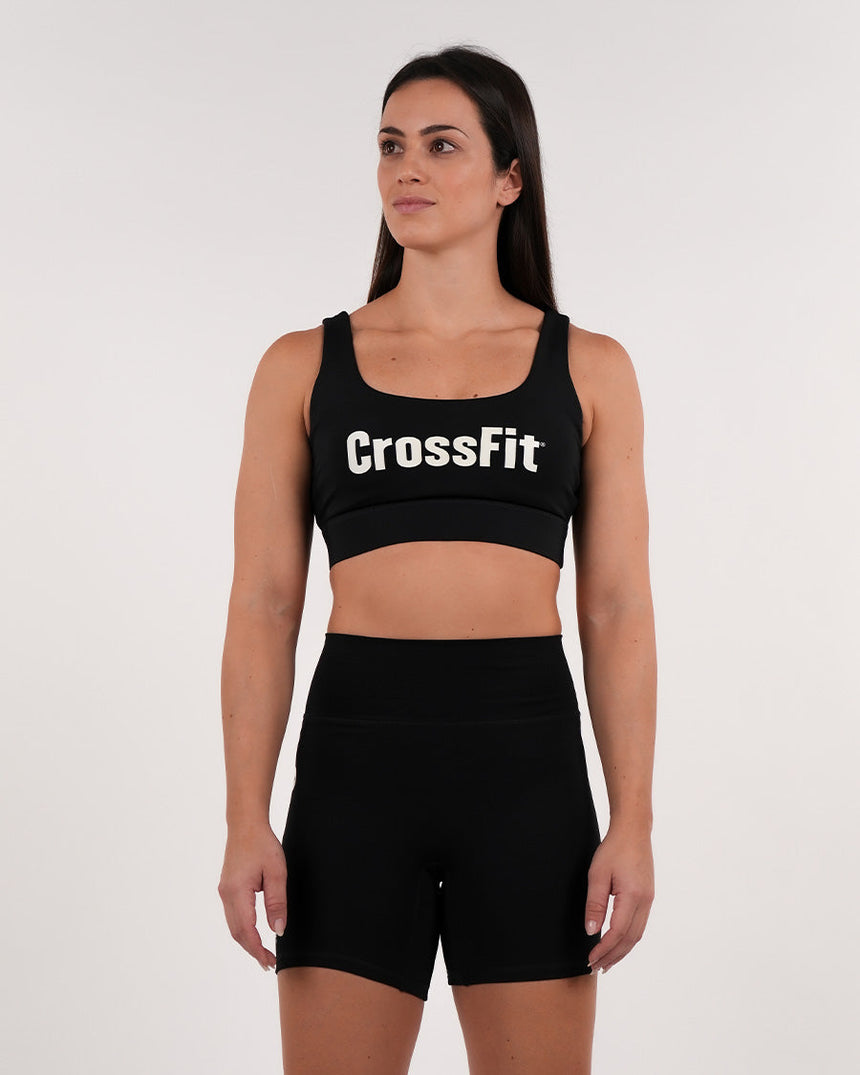 Women's CrossFit® Wide stripes Sports Bra - Black