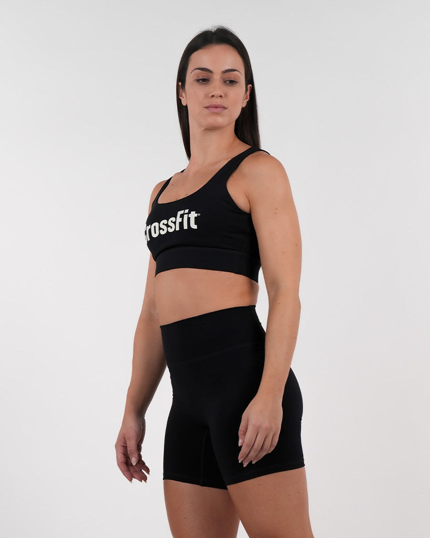 Women's CrossFit® Wide stripes Sports Bra - Black