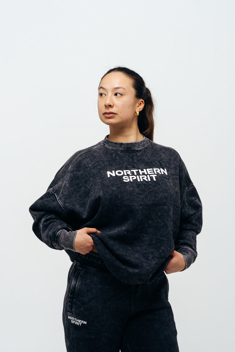 Unisex Cozy Oversized Sweatshirt - Washed Black