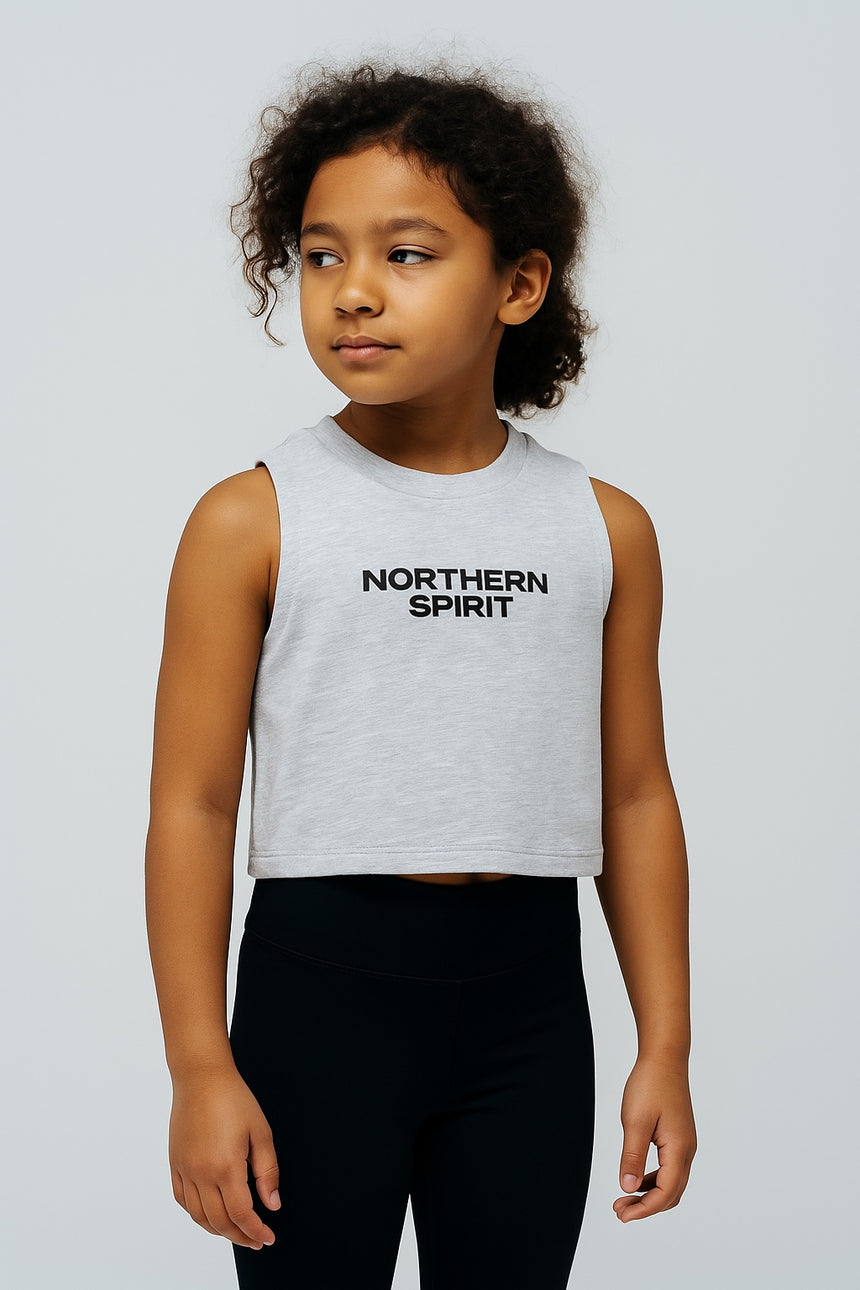 Kid's Core Crop Tank - Heather Light Gray