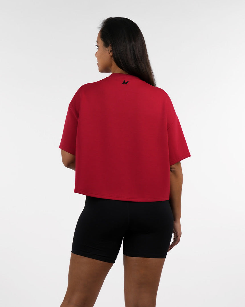 Women's NS Oversized Crop Top - Red