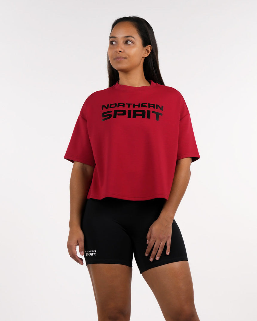 Women's NS Oversized Crop Top - Red