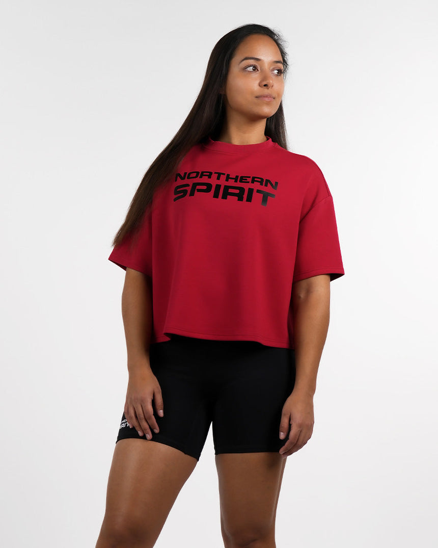 Women's NS Oversized Crop Top - Red