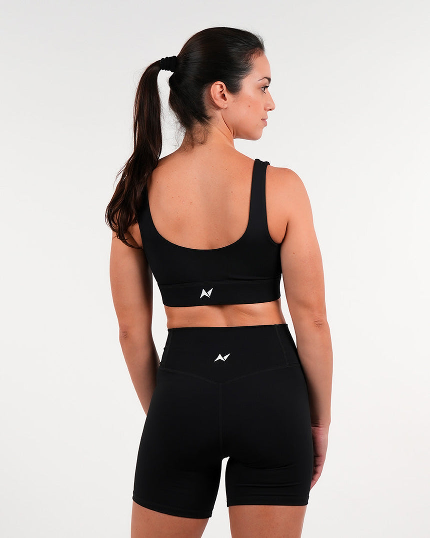 Women's NS Wide stripes Sports Bra - Black