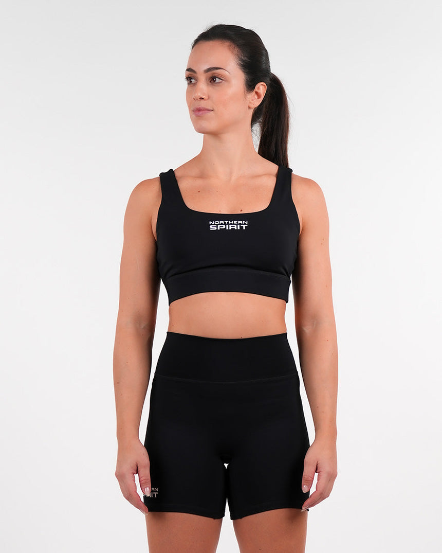 Women's NS Wide stripes Sports Bra - Black