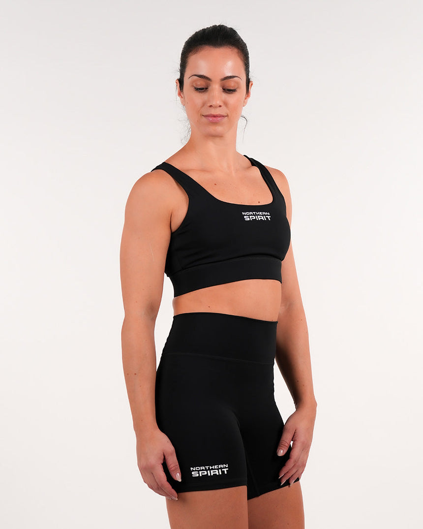 Women's NS Wide stripes Sports Bra - Black