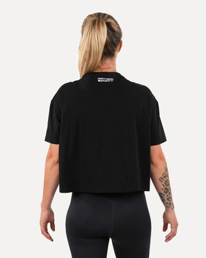 Women's Basic Oversized Crop Top - Black