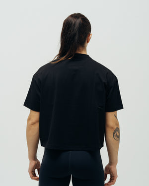 Women's Basic Oversized Crop Top - Black