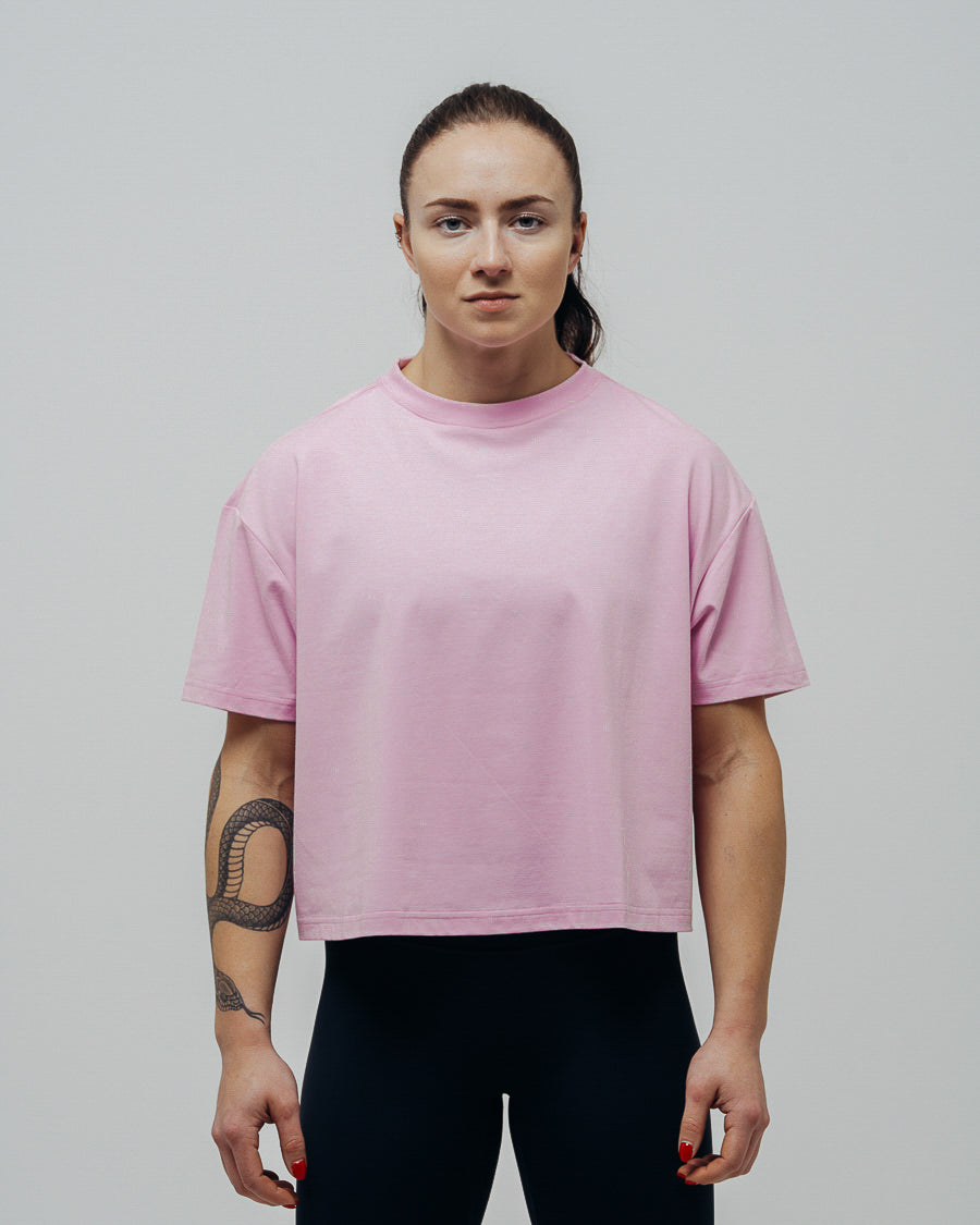 Women's Basic Oversized Crop Top - Pink