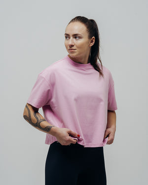 Women's Basic Oversized Crop Top - Pink