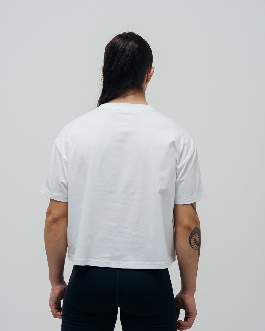 Women's Basic Oversized Crop Top - White