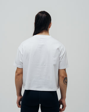 Women's Basic Oversized Crop Top - White