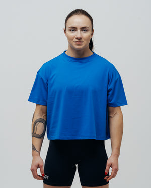 Women's Basic Oversized Crop Top - Blue