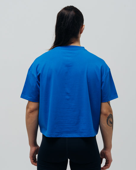 Women's Basic Oversized Crop Top - Blue