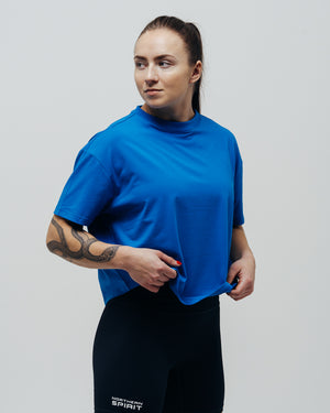 Women's Basic Oversized Crop Top - Blue
