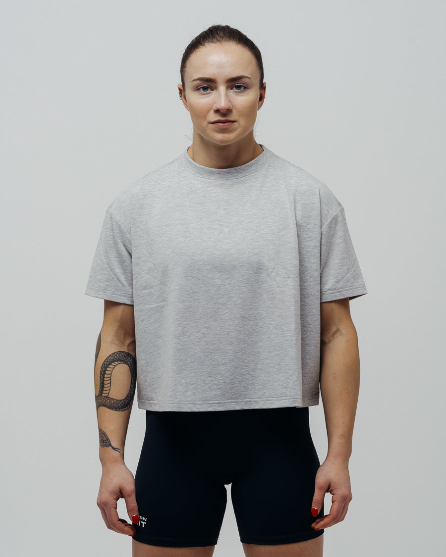 Women's Basic Oversized Crop Top - Grey