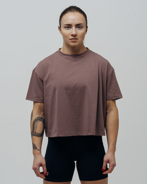 Women's Basic Oversized Crop Top - Brown
