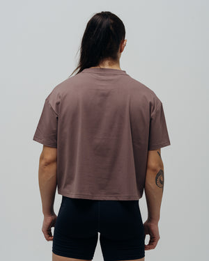 Women's Basic Oversized Crop Top - Brown