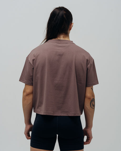 Women's Basic Oversized Crop Top - Brown