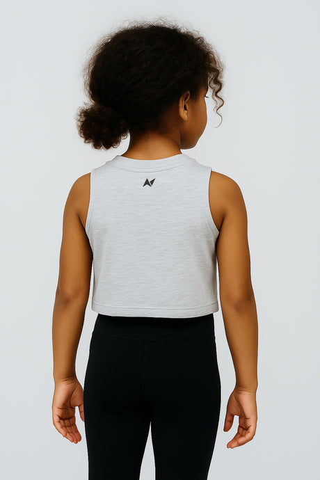 Kid's Core Crop Tank - Heather Light Cloud