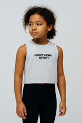 Kid's Core Crop Tank - Heather Light Cloud
